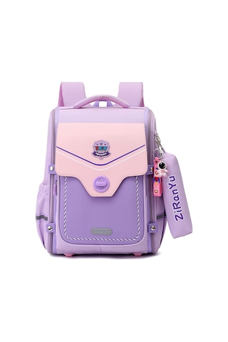 Relaxed Oxford Kumaş Omurga Koruması Su Geçirmez Çocuk Okul Çantası İngiliz Tarzı-mor