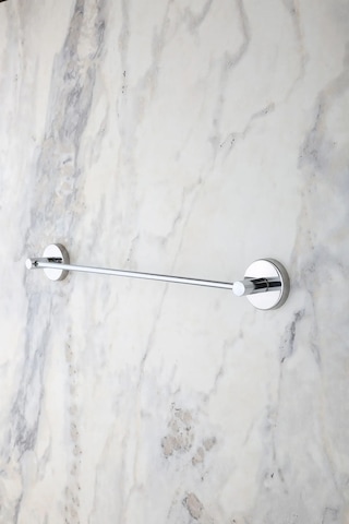 MultiStore Krom 5'li Banyo Aksesuar Seti Uzun Havluluk/Tuvalet Kağıtlığı/Bornoz Askısı/Sabunluk/Diş Fırçalık Gri