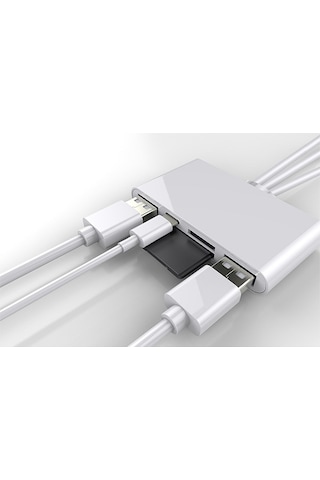 Ally 3 In1 Apple Uyumlu iPhone Usb C Usb A Kamera Okuyucu Kart Okuyucu