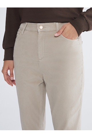Lcwaıkıkı Classic Bej Dar Fit Kadife Kadın Pantolon