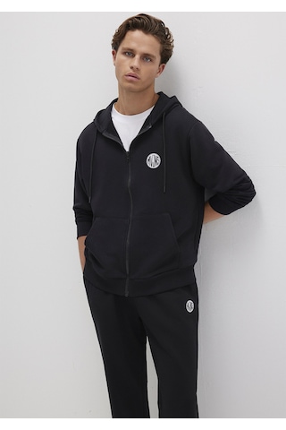 Mavi - M Nakışlı Fermuarlı Kapüşonlu Siyah Sweatshirt 0s10193-900 Siyah