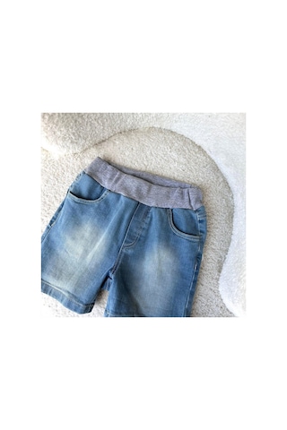 Overdo Kids Erkek Bebek Beli Lastikli Rahat Kalıp Kot Şort Mavi