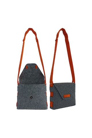 Kız Çocuk Omuz Çantası Keçe Sağlıklı Dikişsiz Etkinlik Günlük Çanta Gri-turuncu Gri