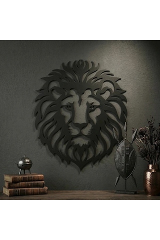 Aslan Başı Duvar Tablosu Mdf Lazer Kesim Modern Aslan Figürlü Duvar Süsü Güçlü Dekor