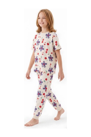 Modanino Kız Çocuk %100 Pamuk Pijama Takımı 3-13 Yaş 12713ıs Ekru