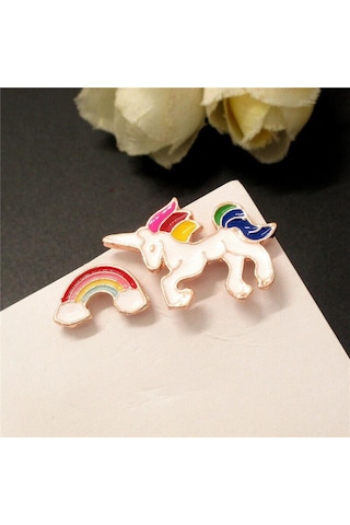 Unicorn Tasarımlı Çocuk Küpe Çok Renkli