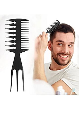 Mnl1950 3 Yönlü Çok Amaçlı Karbon Stil Tarağı