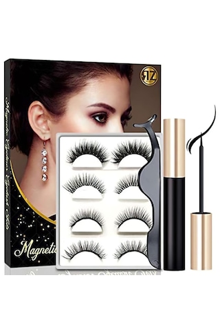 Reazeal Manyetik Kirpikler Ve Manyetik Eyeliner Seti,doğal Takma