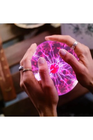 Honeybeeshop 1 Adet Siyah Plazma Kuresi Usb Isikli Dokunmatik Renkli Statik Elektrikli Dekorasyon Hediyelik Siyah