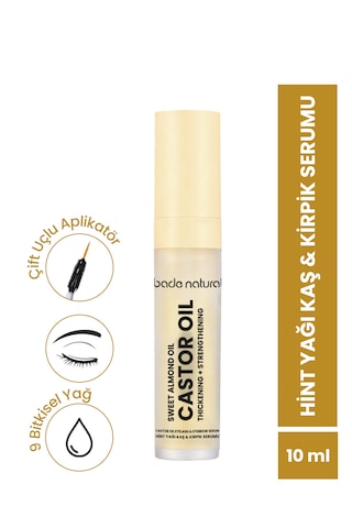 Bade Natural Ultra Hacim Veren Doğal Hint Yağı Kaş Kirpik Serumu Besleyici, Güçlendirici, Dolgunlaştırıcı 10 Ml Şeffaf