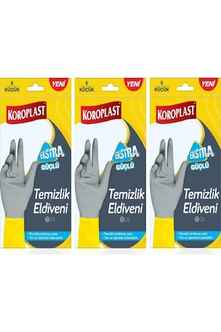Koroplast Ekstra Güçlü Bulaşık Eldiveni Gri S 3 Adet