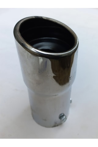 51 Mm. Antipas İç Kaplamalı Önü Kesik Yuvarlak Rüzgar Sesli Sök/tak Vidalı Nikelaj Egzoz Eksoz Ucu