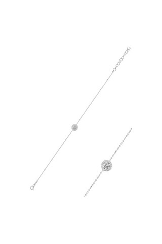 Gümüş Rodyumlu Pırlanta Montürlü Kolye Bileklik Ve Küpe Gümüş Üçl