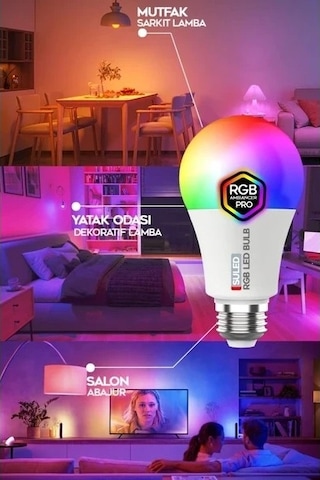 Rgb Led Ampül Kumandalı Ambiyans Aydınlatma Tasarruflu Lamba Renk Değiştiren Led Işık Çok Renkli