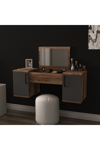 Arnetti Duvara Monte Mercan Aynalı Makyaj Masası Lidya Antrasit