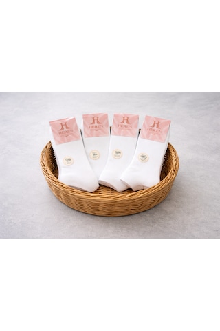 Heren Socks Heren Bambu Plus 4'lü Desensiz Kadın Patik Dikişsiz , Yıkamalı Beyaz
