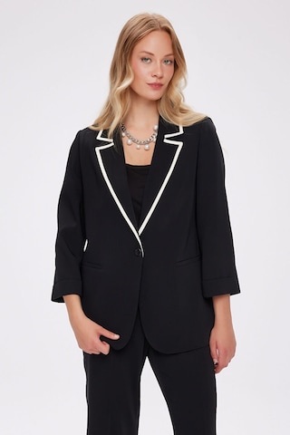 Faik Sönmez Renk Bloklu 3/4 Kol Blazer Ceket W27ckt013 Uw27ckt01310 Siyah