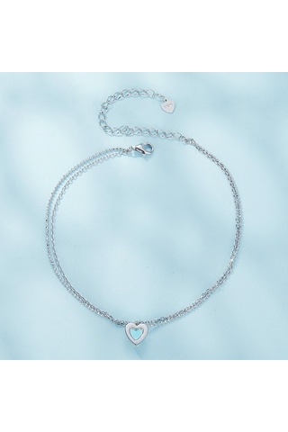 Sones Sterling Gümüş Kalp Çift Katmanlı Bileklik Çok Renkli