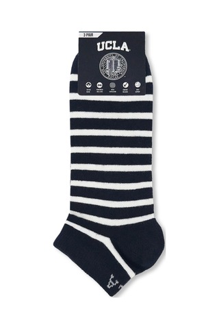Ucla Lıoren 3'lü Lacivert Kısa Jakarlı Pamuk Standard Fit Unisex Çorap