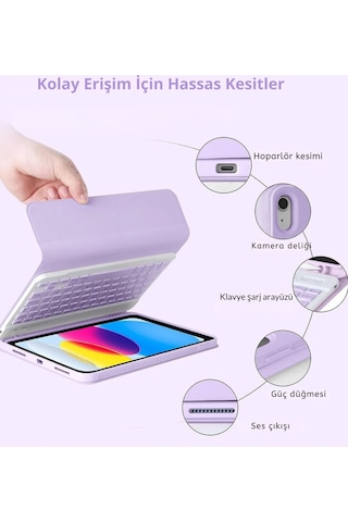 Apple Uyumlu iPad  11. Nesil A16 Çipli 2024 2025 Klavyeli Tablet Kılıfı Klavye + Stand
