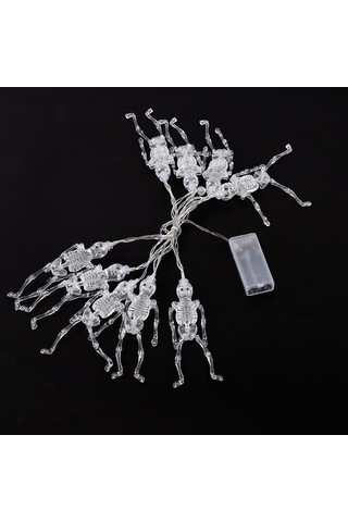 Mufunye Halloween Kemer Işığı 3m 20 Led Kafatası Figürlü Sabit Aydınlatma 2xaa Pil Pil Yok