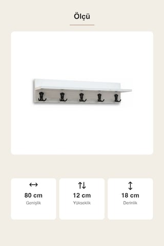 Upstyle Duvar Askılığı 80 Cm - Beyaz 80 18 12 Cm