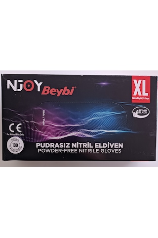 Beybi Njoy Siyah Pudrasız Nitril Eldiven 100'lü Xl