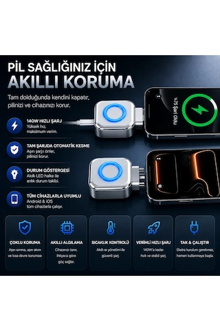 Ally Hypercharge 140w Aı Akıllı Şarj Kesici Adaptör Şarj Dolunca Otomatik Kapanan Batarya Koruyucu- 5775 1