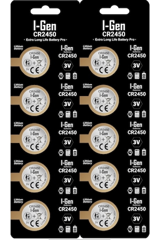 I-gen Cr2450 Lityum Düğme Pil 3v 2450 Pil 10'lu Paket