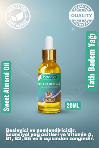 Tatlı Badem Yağı 2x20 Ml %100 Saf Soğuk Sıkım Nemlendirici Saç Ve Cilt Bakımı Vitamin 40 ML