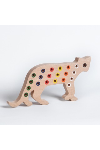 Ahşap Eğitici Doğal Renkli Kedi Tak Çıkar Montessori Oyuncak