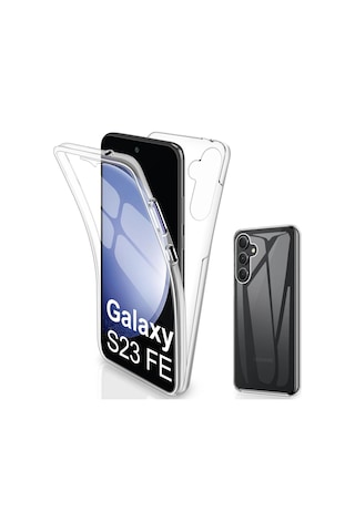 Teknomoda Samsung Galaxy Uyumlu S23 Fe Kılıf 360 Şeffaf Ön Arka Korumalı Şeffaf Silikon