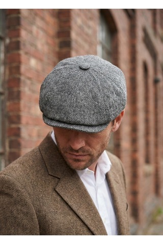 Emybox Erkek Kaşe 8 Köşe Kasket Şapka Klasik Retro- Peaky Blinders Tarzı Lastikli Standart Beden F