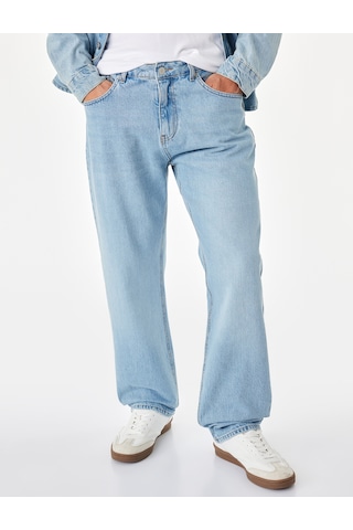 Koton Düğmeli Cepli Vintage Straight Fit Jean Pantolon Açık İndigo 7wam40178nd