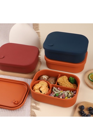 Gıda Sınıfı Silikon Öğle Yemeği Kutusu-koyu Turuncu
