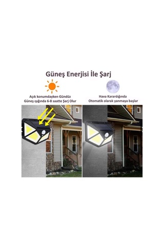 Technojet 114 Ledli 3 Modlu Cob Solar Güneş Enerjili Bahçe  Aydınl