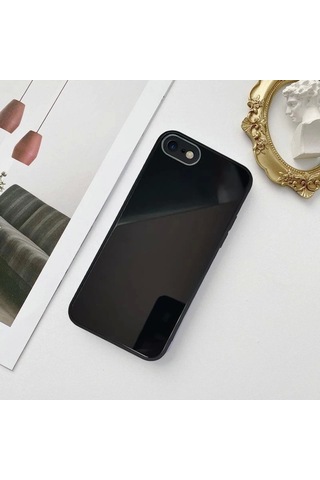 Apple Uyumlu iPhone 7-8 Parlak Cam Kamera Korumalı Telefon Kılıfı