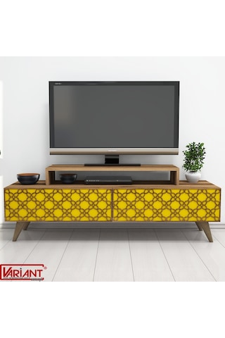 Variant City Tv Ünitesi Tv Sehpası Ceviz-Sarı