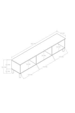 1280 Monza 180 Cm Membran Mdf Kapaklı Bohem Tv Ünitesi Sepet-be