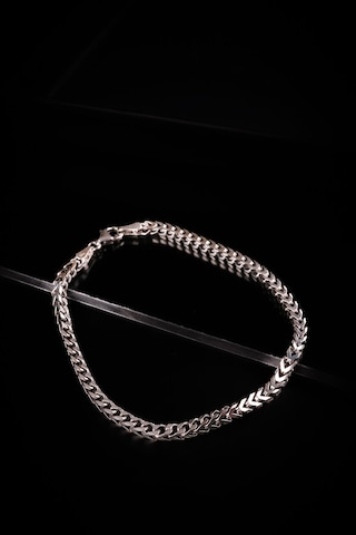 Encili Silver 925 Ayar Gümüş Özel Tasarım 3,5 Mm Oksitli Esnek Model Zincir Bileklik Gümüş