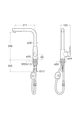 Roca Cala A5A856ENB0 Pull-Out Spiralli Mutfak Bataryası Siyah