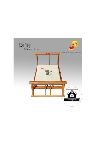 Kedigram Kedi Kulübesi Ahşap El Sanatları Walnut Basic Karyo Kedi Yatağı
