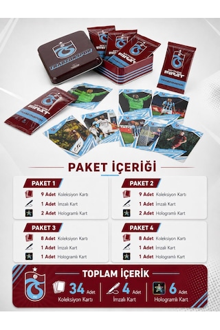 Mythos First Trabzonspor 2025-2026 Sezonu Koleksiyon Kartları Metal Kutu 34 Kart Resmi Lisanslı