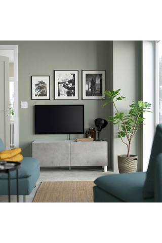 Tv Sehpası, Beyaz-açık Gri, 120x42x48 Cm, Kallvıken Gri