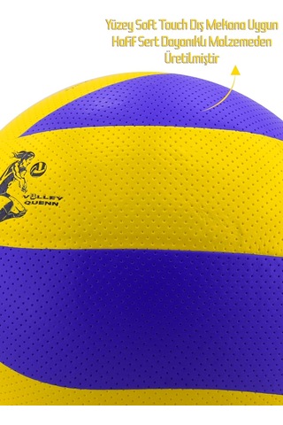 Telvesse Yapıştırma Voleybol Topu Pompalı Set Soft Touch İç-dış Mekan Uygun 8 Panel Mavi 280 Gram Çok Renkli