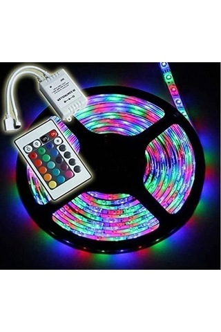Rgb Serit Isik Aydinlatma 5 Metre Led Animasyonlu Tak Çalistir Kumandali Trafolu