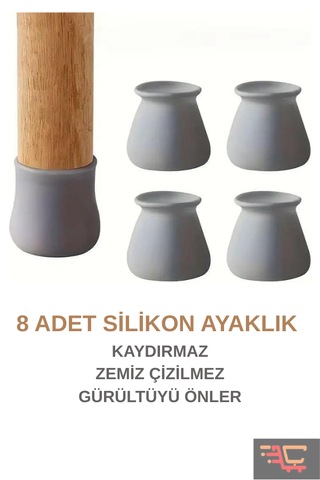 Çarşı Hanem 8 Adet Gri 8 Adet Beyaz Silikon Kaydırmaz