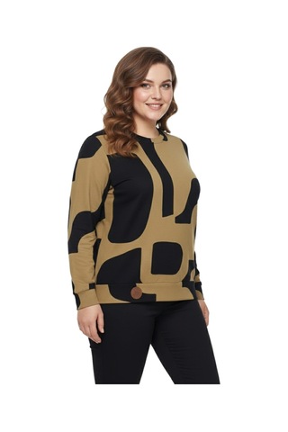Linsolita Kadın Sıfıryaka Baskılı Bluz Bgl-st05111 Açık Kahverengi