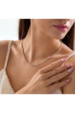 925 Ayar Gümüş 3mm Suyolu Kolye Çok Renkli