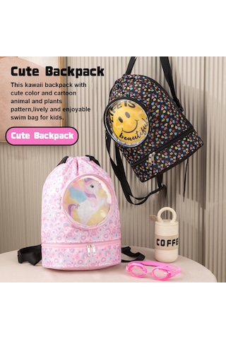 Neevoyu Teknelerli Desenli Su Geçirmez Polyester Çanta - Kuru/ıslak Bölmeli, Ayakkabı Ve Gözlük Bölmesiyle Spor, Plaj Ve Seyahat İçin Pembe